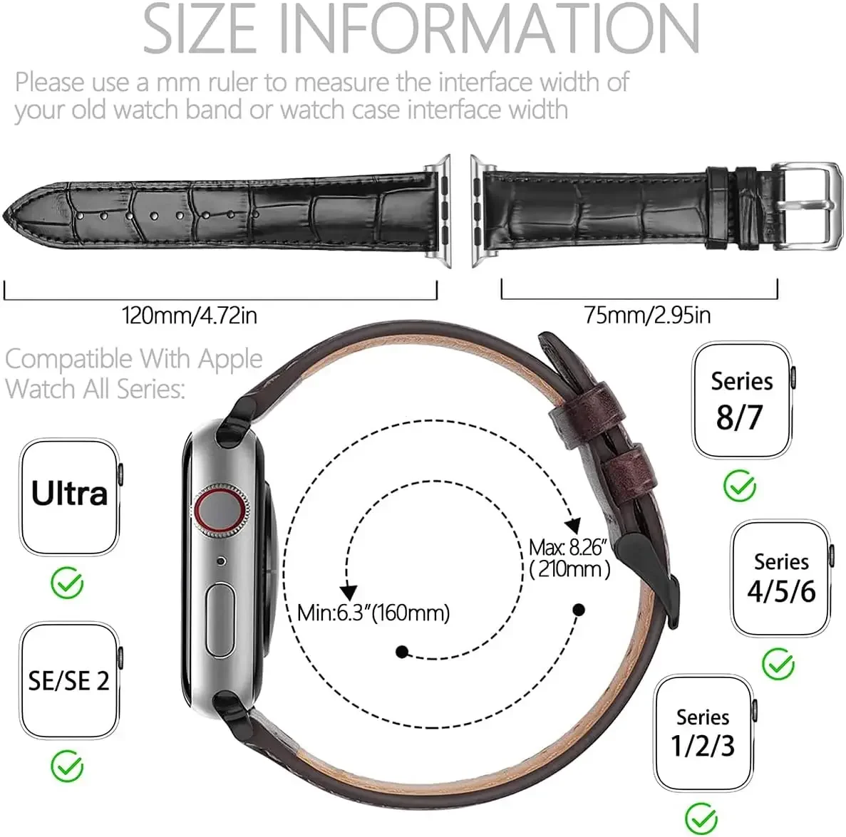 حزام من الجلد لساعة أبل 45 مللي متر 49 مللي متر 44 مللي متر 40 مللي متر 41 مللي متر 42 مللي متر سوار ساعة التمساح iWatch سلسلة 8 Ultra 7 se 5 3 6 4