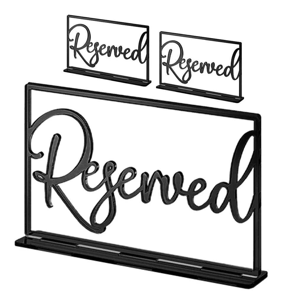 

3Pcs Reserved Table Signs Acrylic Seating Signs for Wedding Ceremony Reception Business Office Restaurant Table Sign