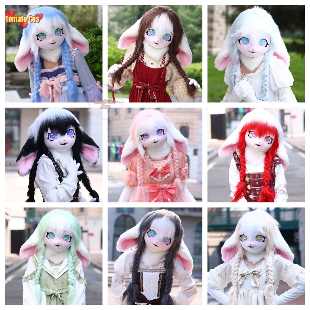 New Kig Fursuit Kigurumi Headset Furry Cosplay Costume Animal Loop Ear Rabbit Furry Mask Head Base Paw Comiket Cosplay Costume