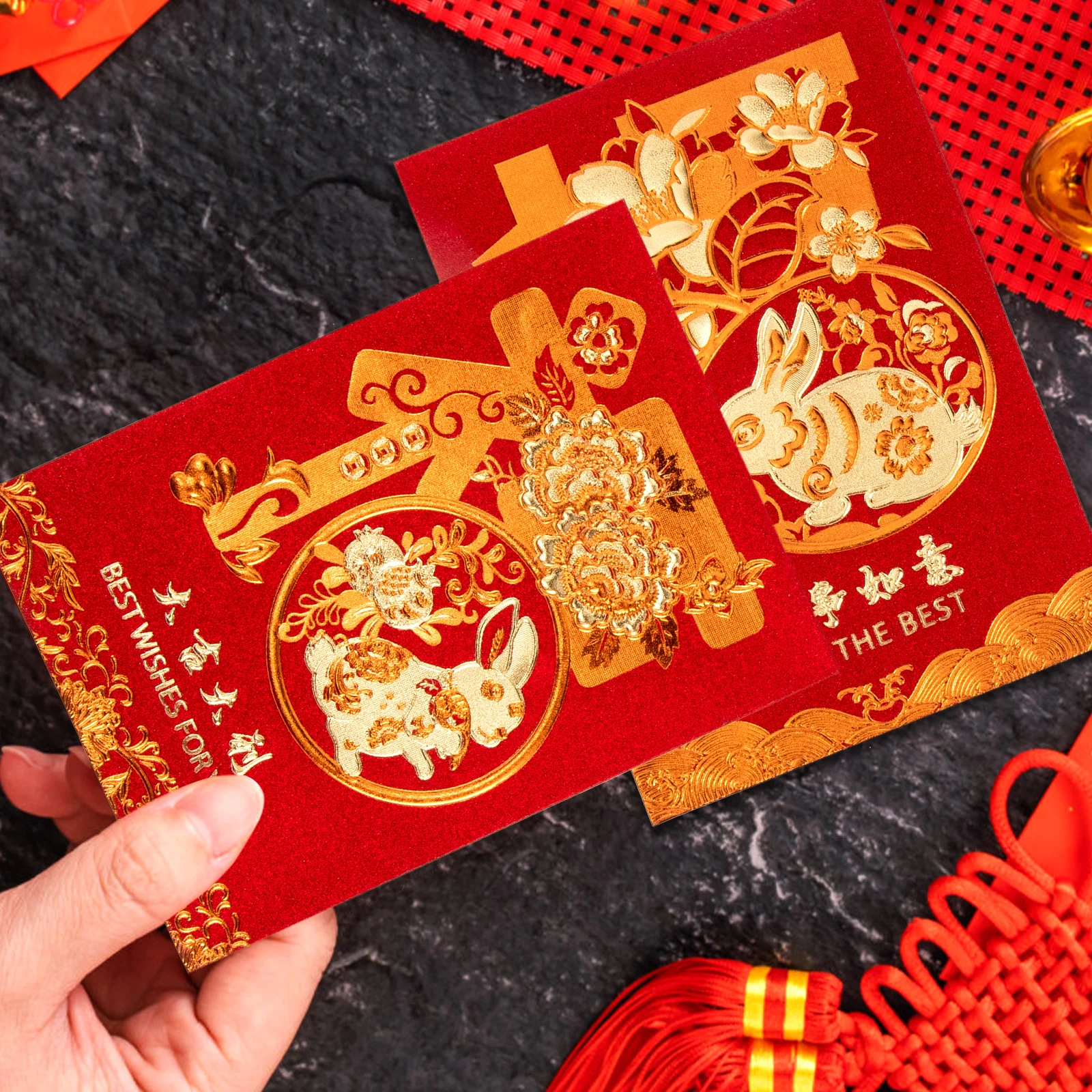 

60pcs Red Envelopes Chinese New Year 2023 Rabbit Year Paper Red Packets For Spring Festival Lucky Gift Envelope Bunny Pattern