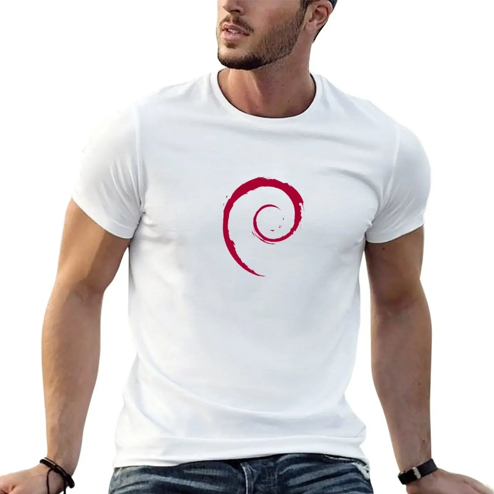 

Official Logo Of Debian Spiral Swirl Linux T-Shirt heavyweights boys whites vintage designer t shirt men