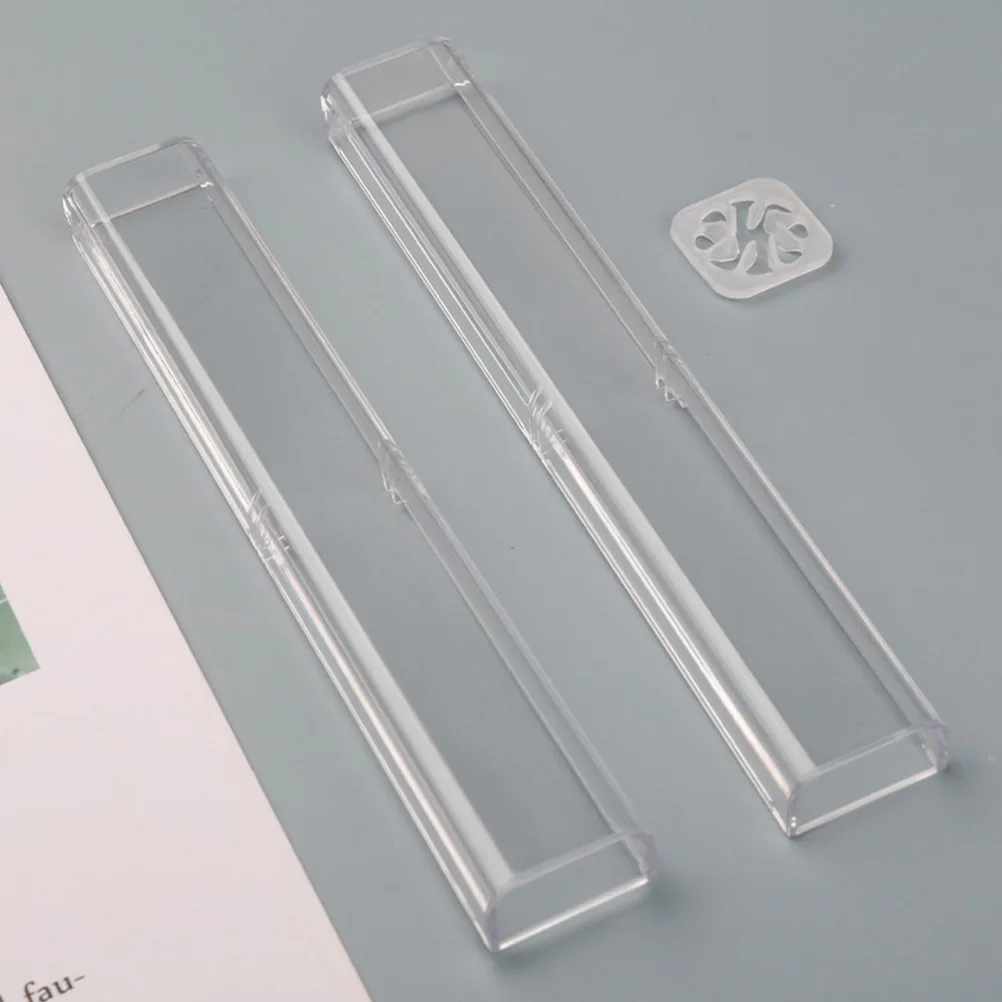 

12pcs Portable Pen Case Simple Style Fountain Pen Storage Box Transparent Sturdy Rectangle Lightweight Multi Functional