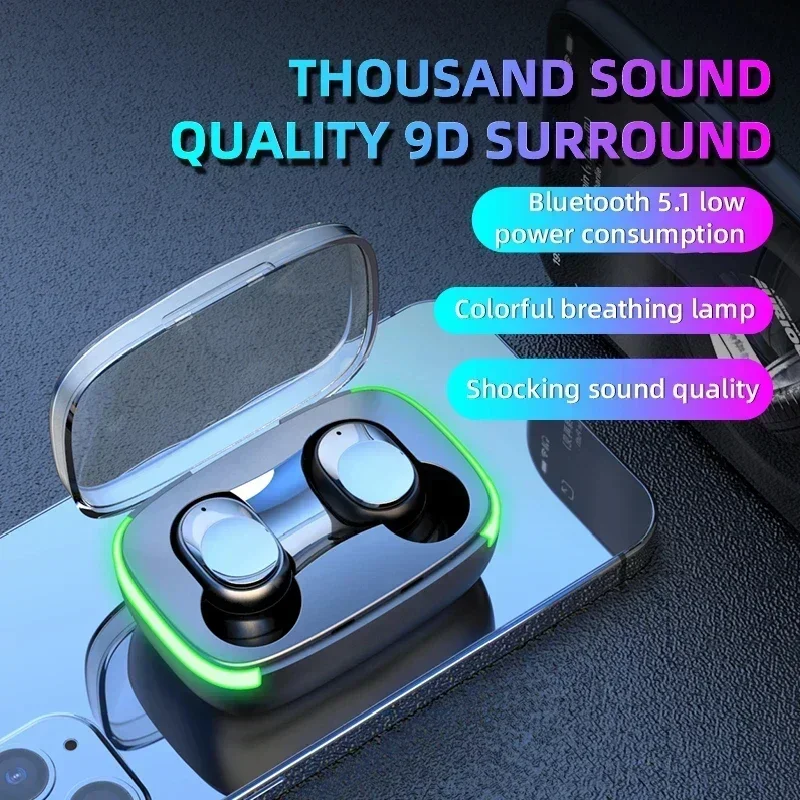 

Wireless Headphones for Smartphone TWS Y60 Bluetooth Earphones with Mic Earbuds Wireless Bluetooth 5.1 Headset Touch Control LED