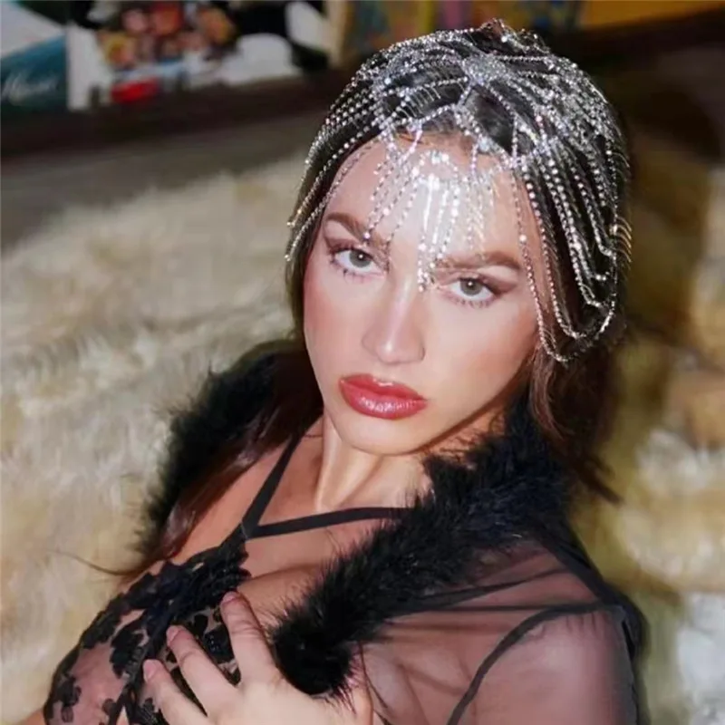 Braut Kopfbedeckung Quasten Strass Haarschmuck Bühnenaufführung Glänzende Accessoires Modegeschenk