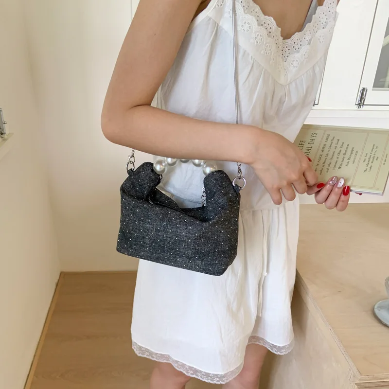 حقيبة يد نسائية بتصميم متخصص، حقيبة يد بسيطة من اللؤلؤ، حقيبة كروس صغيرة منعشة، حقيبة زلابية، حقيبة كتف، حقيبة يد للنساء #3