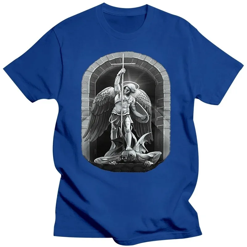 Designer T Shirts Men Crew Neck Fashion Short Archangel Michael T Shirts Screen Print Wet T Shirt Man Cotton Short Sleeve Summer