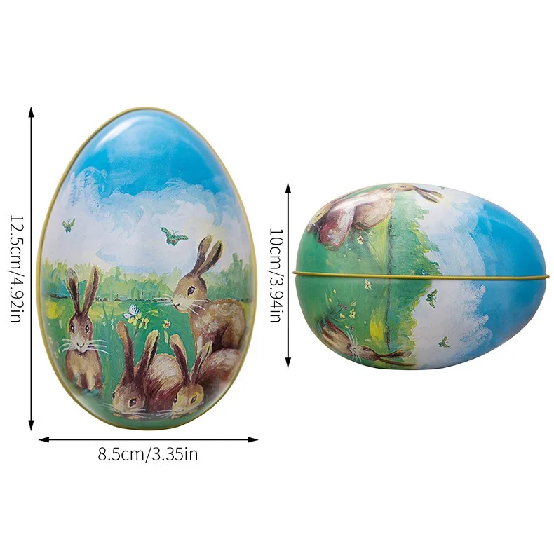 Iron Easter Egg Candy Box Colorful Rabbit Chick Tin Egg Storage Box Spring Festival Happy Easter Day Kids Gift Packaginbg Favor