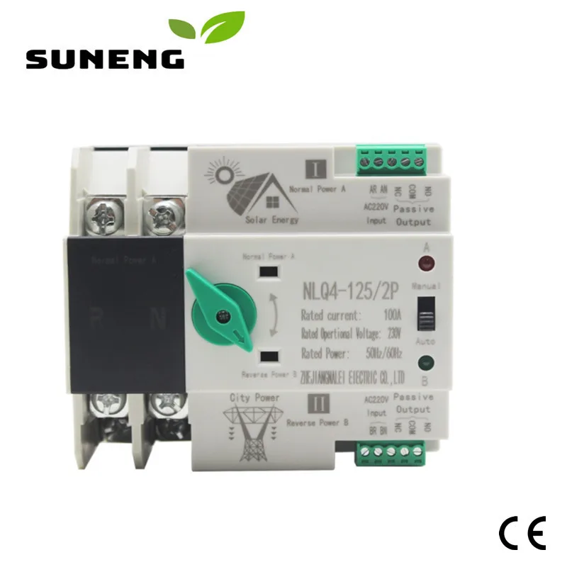 din rail ats para pv e inversor dual power interruptores de transferencia automatica ininterrupta 32a 63a 100a din rail 2p 230v 01