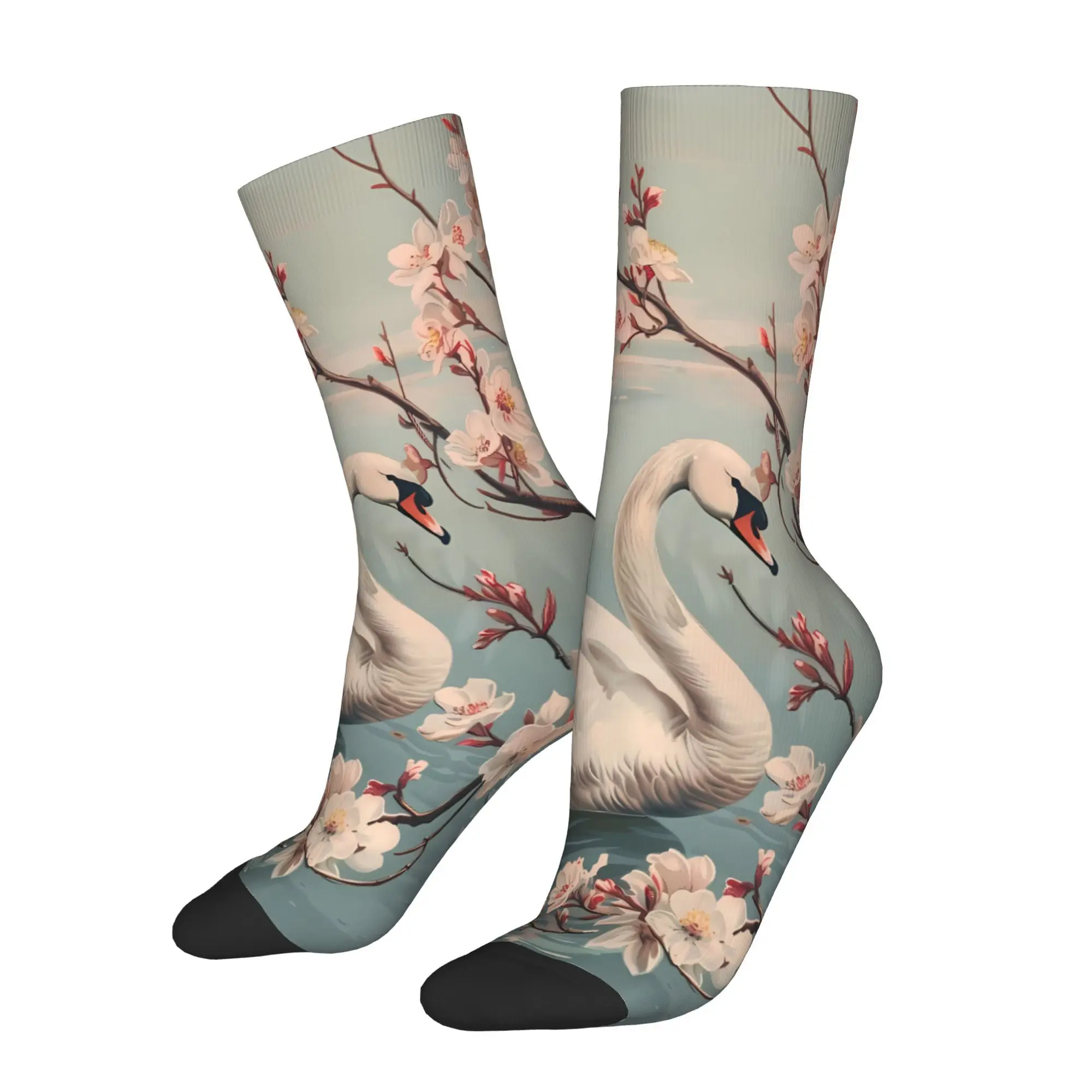 

Мужские модные полиэстеровые носки с принтом «Лебедь вишни»