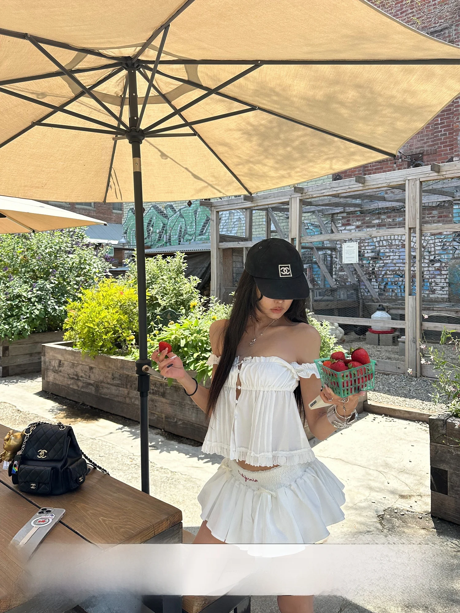 White Lace Trim Crop Top One Shoulder Strap Vest Women Summer Fashion Casual Loose Fit Rylee Cotton Nylon Blend Fabric