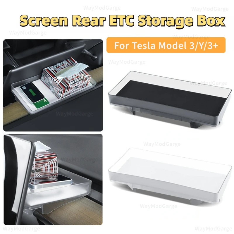 

ETC Storage Box for Tesla Model 3/Y/3+ Highland 2024 Central Control Screen Rear Storage Box ETC Tray Storage Car Accessories