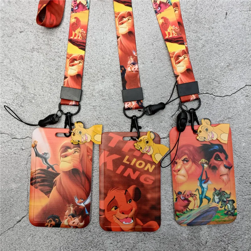 Disney Lion King Lanyard ID Badge Holder ID Card Cover Kids Keychain for Employee Nurse Doctor Neck Straps Door Card Holder