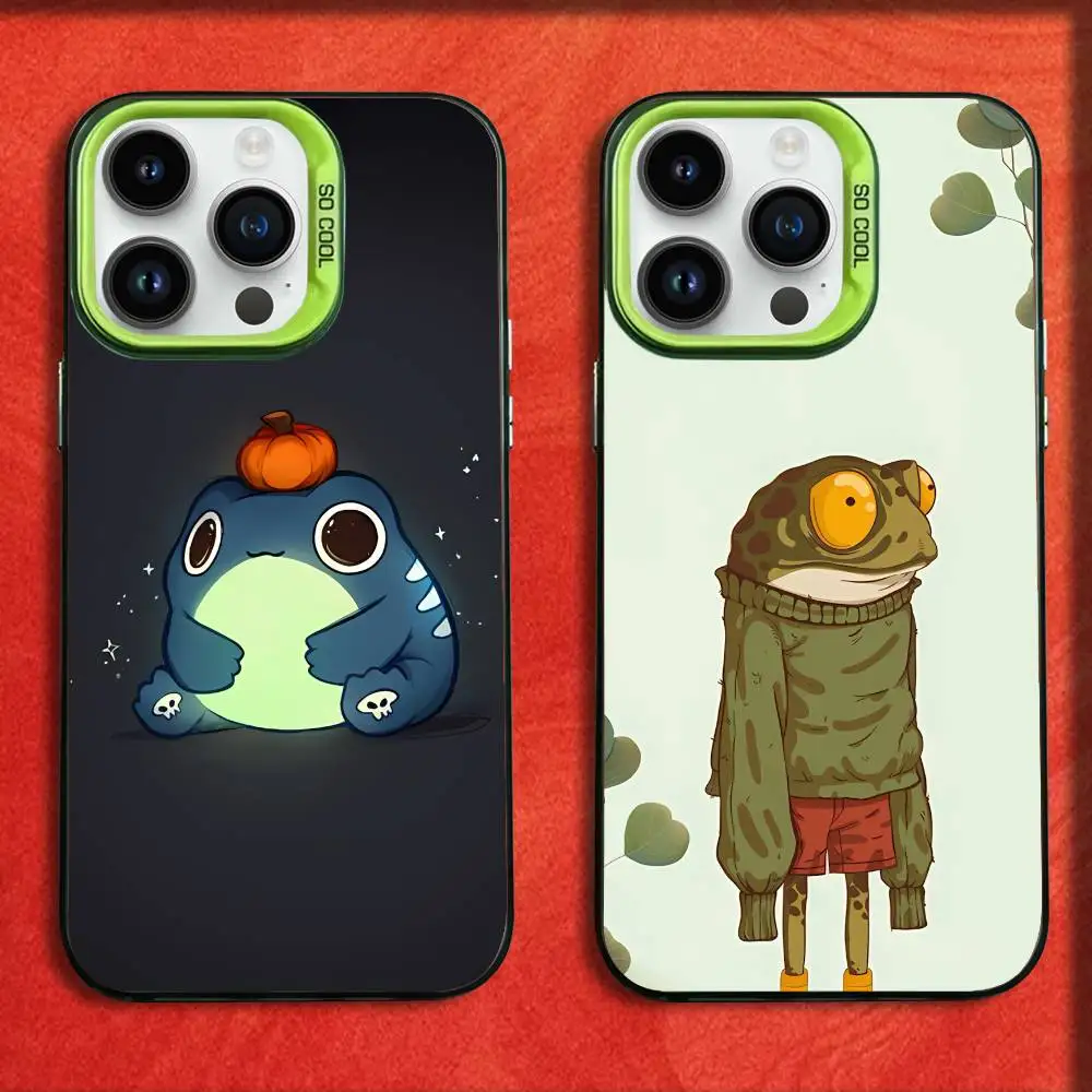 

Cartoon Funny Frog Phone Case For iPhone 17,16,15,14,13,12,11,Pro,Max,Plus,E,SE4,Air,Mini Green IMD Box