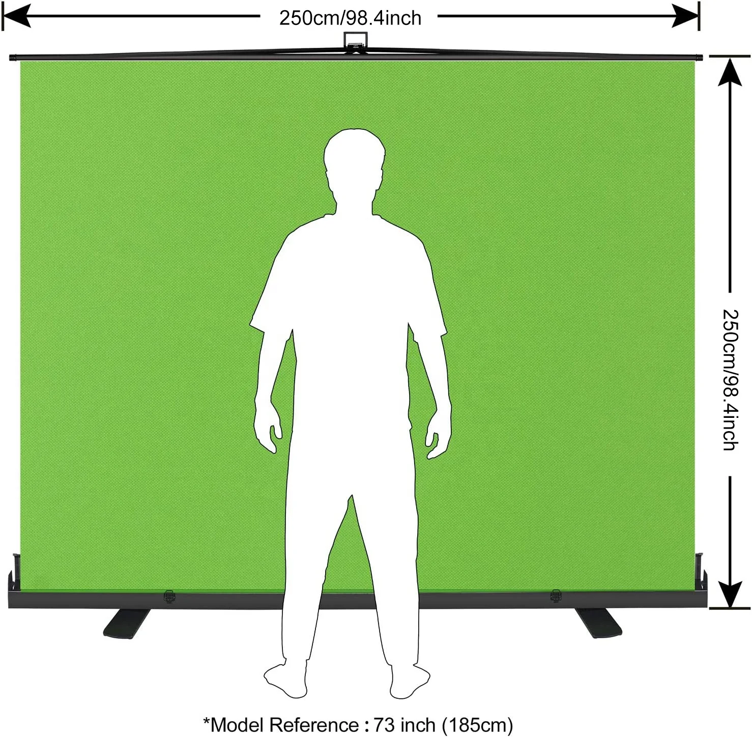 2.5m x2.5m Collapsible Screen Backdrop Portable Retractable Chroma Key Panel Photo Background with Stand for Video