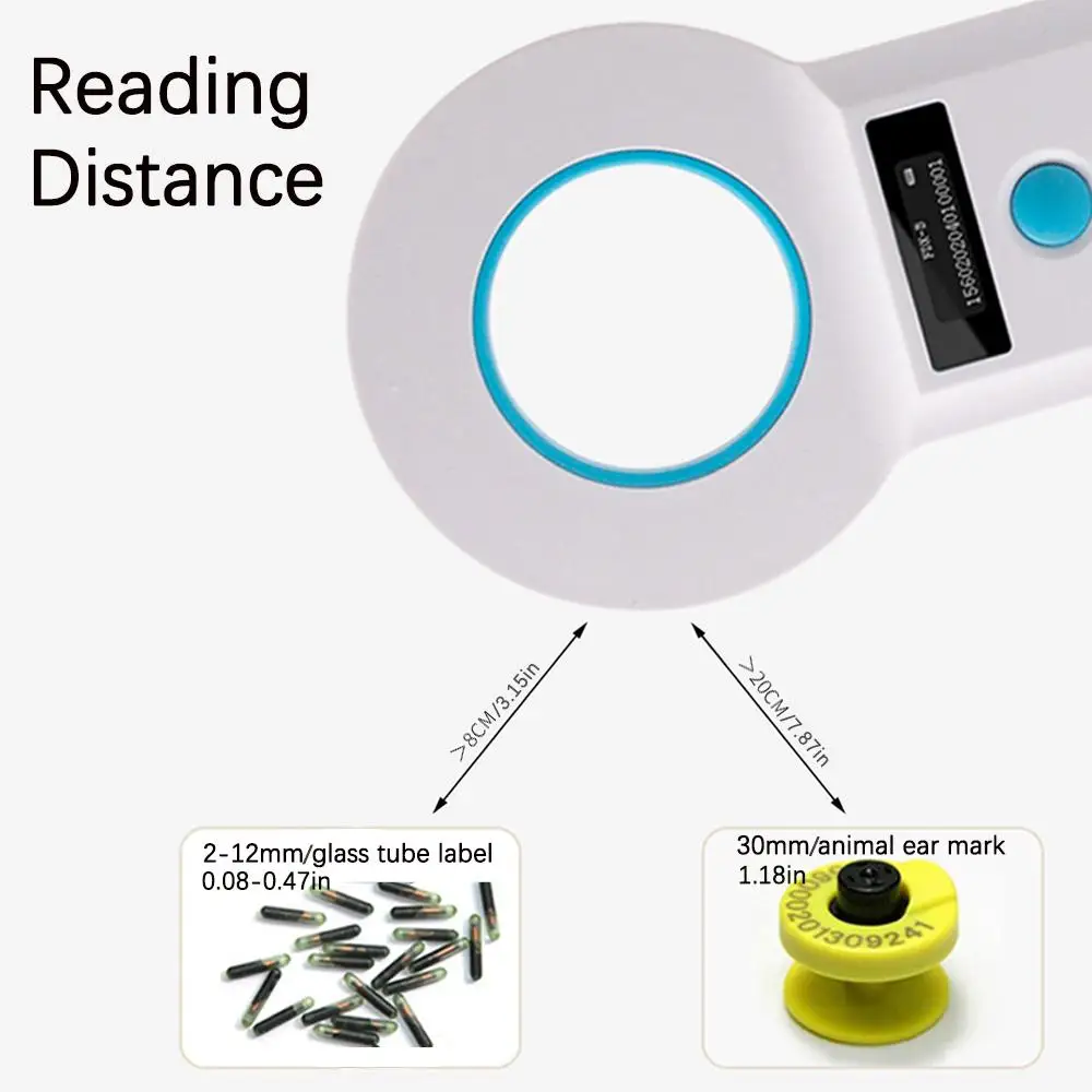 Animal Tag Reader RFID Reader Pet Microchip Scanner RFID Animal Chip ID Reader Support Label/Tag EMID FDX-B(ISO11784/85)