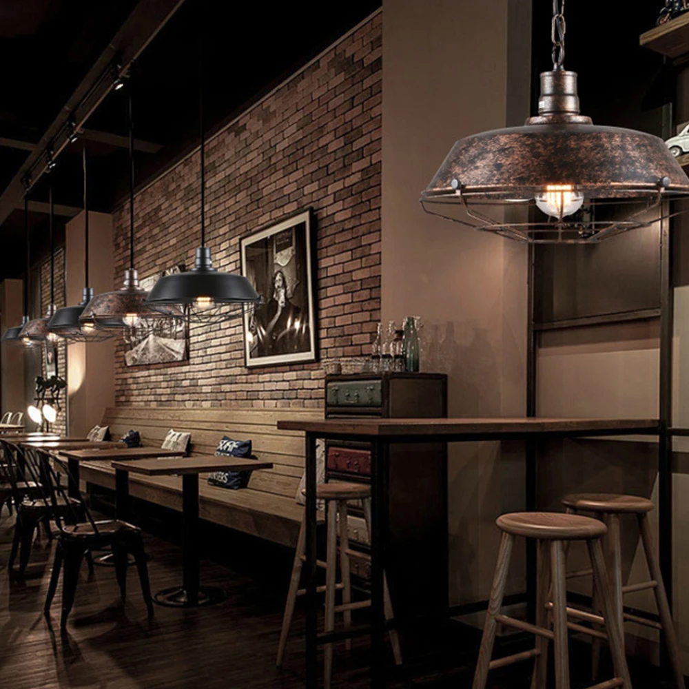 Vintage Loft Pendant Lights Nordic Retro Industrial Light Hanging Lamp Lighting Home Living Room Kitchen Decoration Lampshade