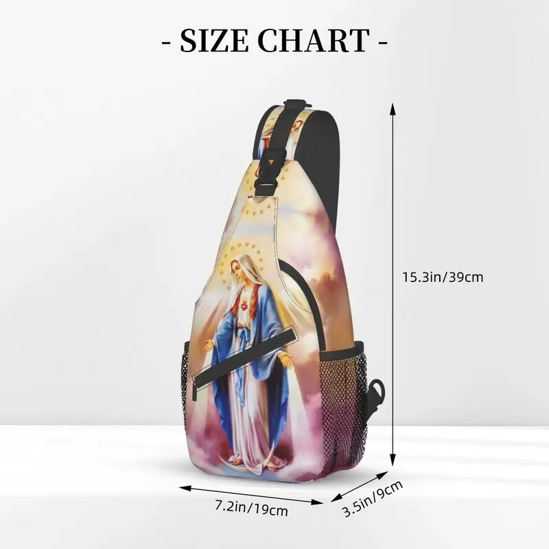 Bolso de pecho de la Virgen María católica, mochila cruzada de hombro personalizada de Nuestra Señora de Guadalupe para hombres, viaje, senderismo, Daypack