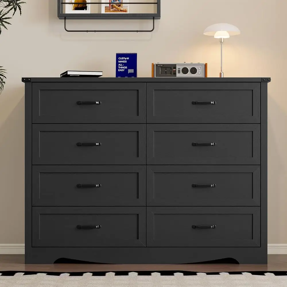 寝室、リビングルーム、オフィス用の金属製ハンドル付き耐久性のある木製チェスト - 安全な保管のための転倒防止設計