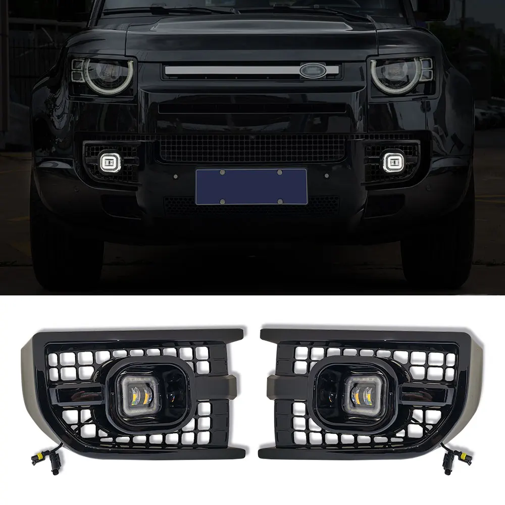 For Land Rover Defender 2020 2021 2022 Car LED Fog Lights Kit Daytime Running Light Fog Lamp Cover With Harness