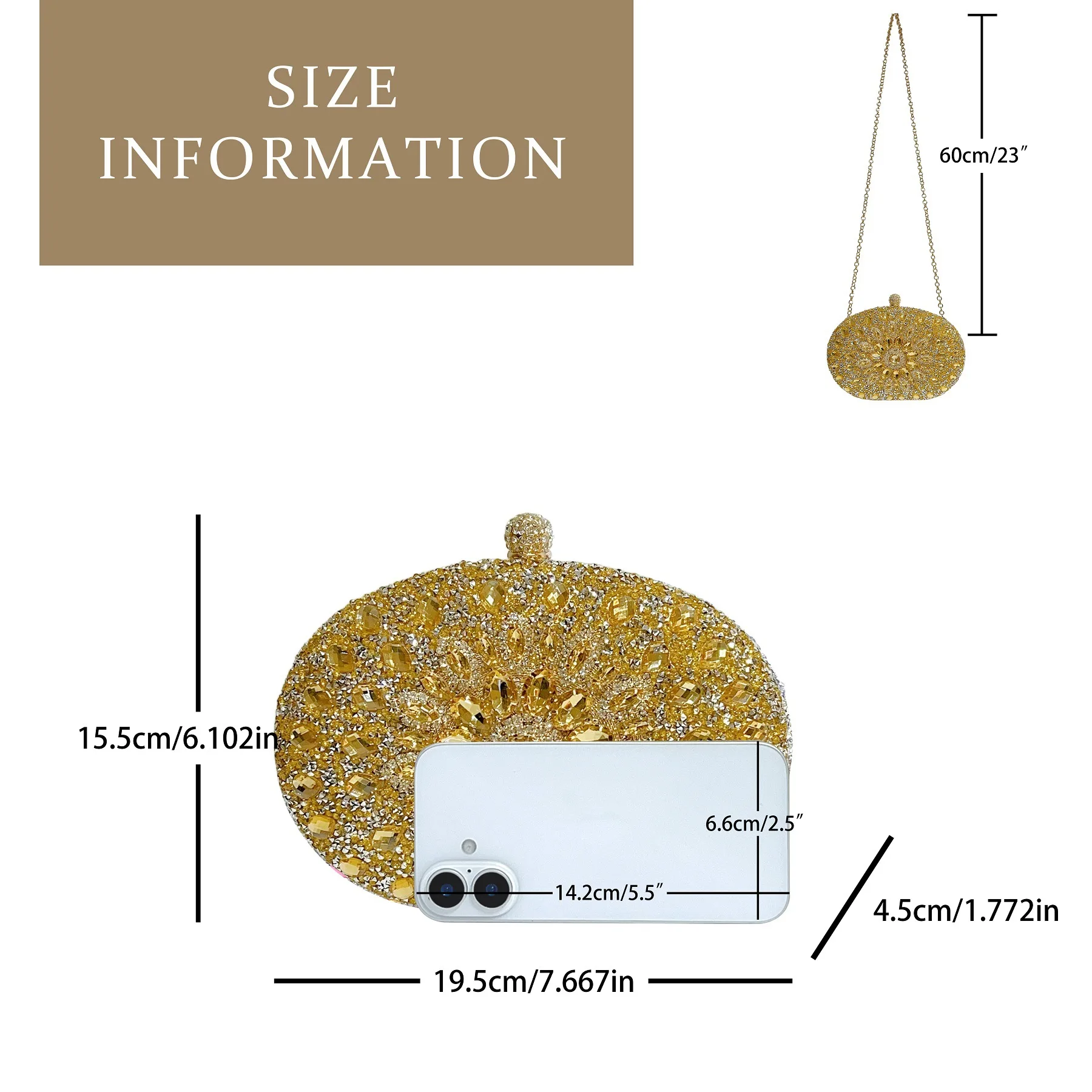 حقيبة سهرة فاخرة على شكل عباد الشمس لعام 2025 للنساء بمقبض كامل من حجر الراين متعدد الاستخدامات للفساتين الرسمية والولائم #5