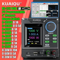 KUAIQU 1000V High Power Supply 800V 400V Adjustable Lab Bench Power Supply Programmable Memory LOCK C.C C.V RS-232 USB Software