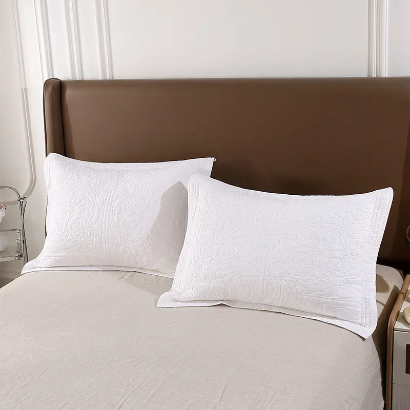 

Plain Cotton Quilt Set 3PCS King Queen Size Embroidered Bedspread with 2 Pillowcase Lightweight Quilted Coverlet Blanket for Bed