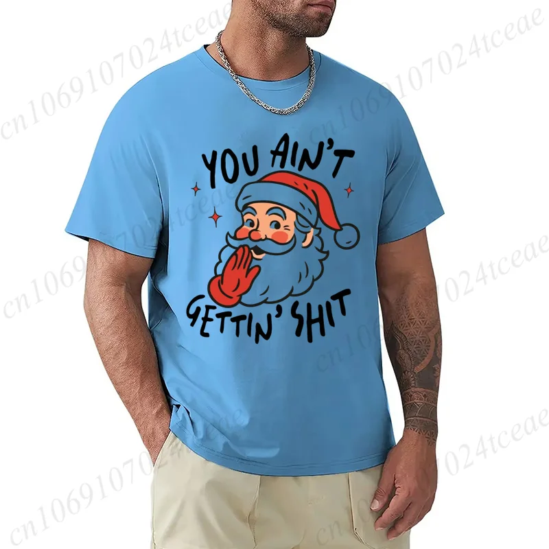 مضحك مضحك عيد الميلاد الساخرة سانتا ريترو تي شيرت النساء الرجال تي شيرت عادية Crewneck قصيرة الأكمام المحملة عيد الميلاد ملابس الحفلات #3
