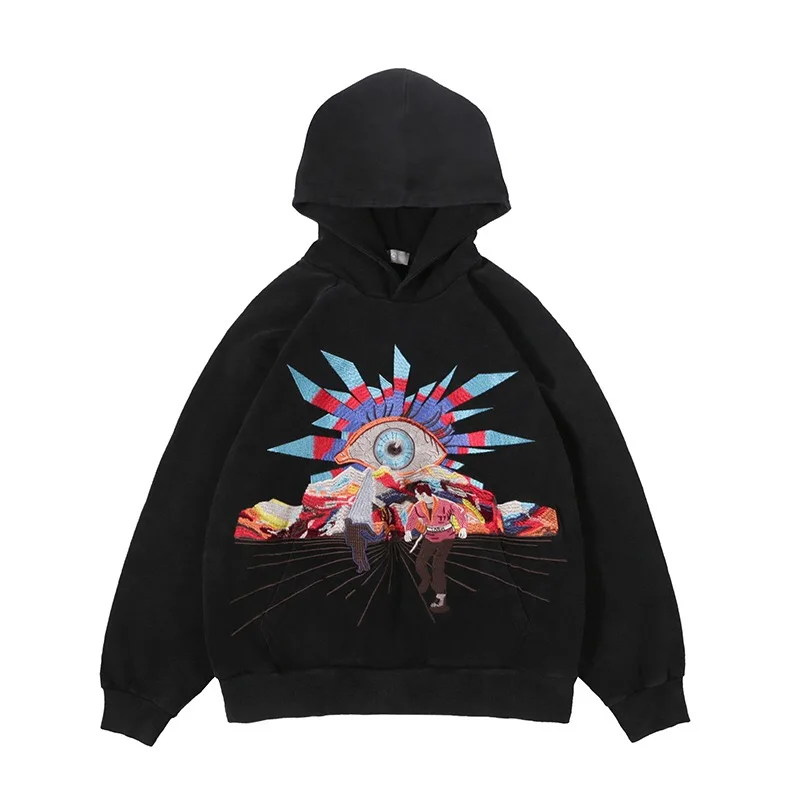 Autumn and winter 2024 new all-seeing eye embroidered hoodie