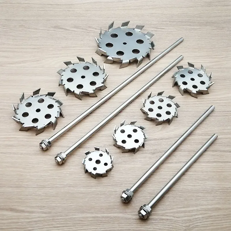 1pcs DIA 50mm to 180mm Stainless Steel Saw Tooth Type Dispersion Stirring Plate with Diversion Hole, Lab Stirrer Rod with Nut