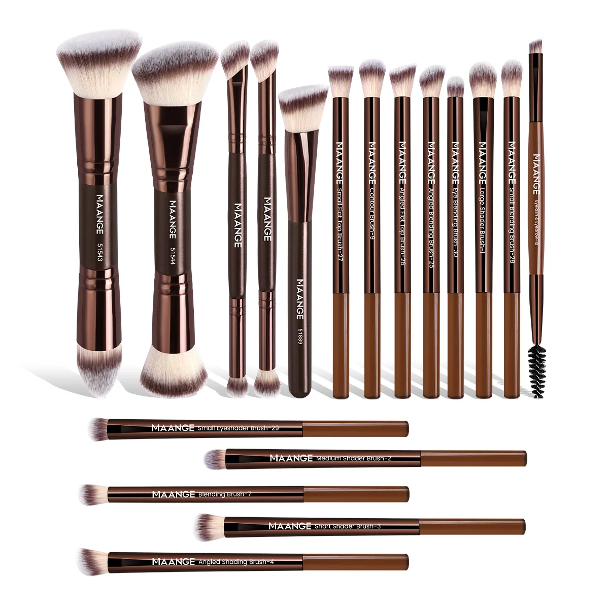 Zestaw Pędzli do Makijażu MAANGE 18 szt. Premium Syntetyczne Pędzle do Pudru, Podkładu, Konturowania, Korektora, Cieni do Powiek, Blendowania, Linera