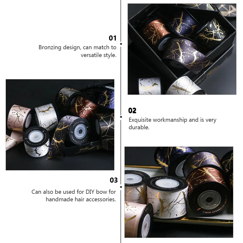 

2 Rolls Artificial Gold Stamping Packaging Belt Shimmery Polyester Wedding Birthday Ribbon