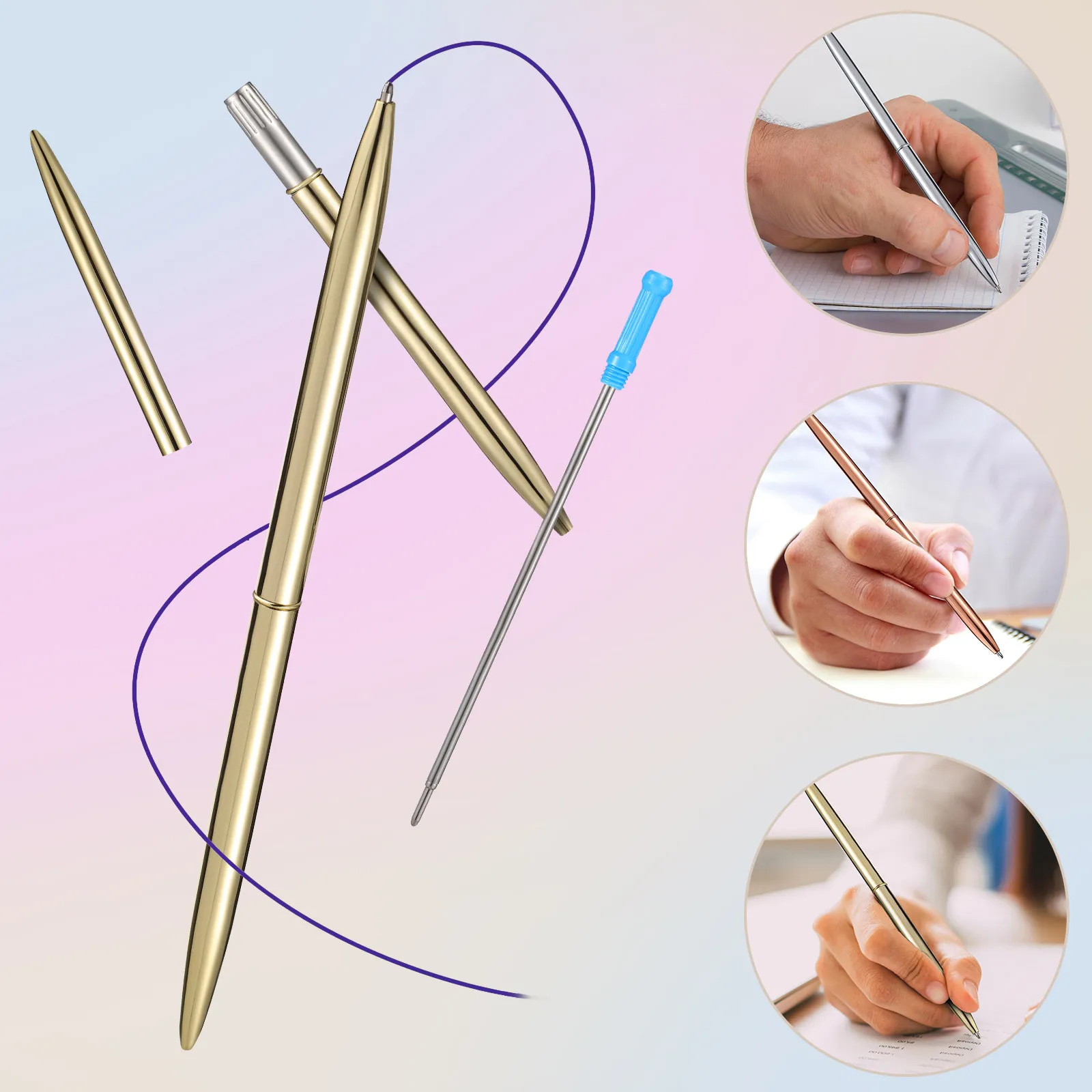 

6Pcs Ballpoint Pen Set Stylish Simple Design Premium Material Smooth Writing Portable Ergonomic Pens for Students Teachers Staff