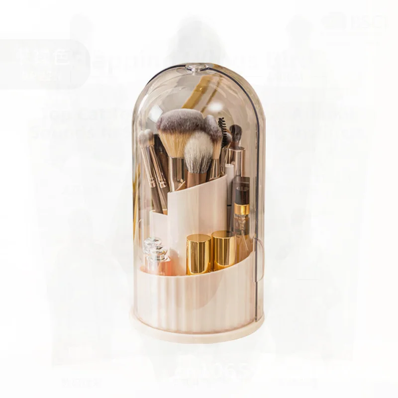 

Rotating Makeup Brush Storage Tube Dustproof Cosmetic Box Lipstick Eye Shadow Organizer Desktop Pen Holder Light Luxury