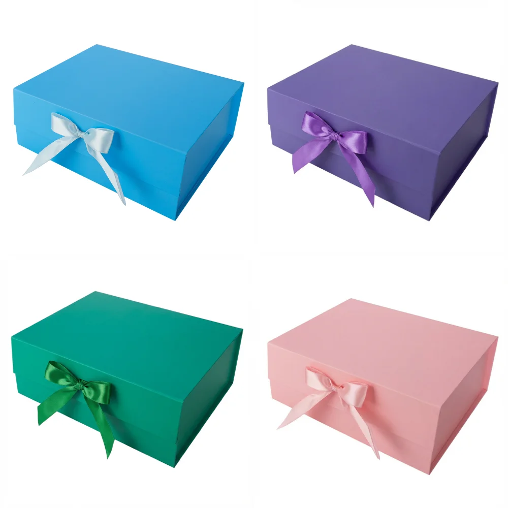 صندوق هدايا متعدد الألوان قابل للطي على شكل فراشة مغناطيسية وعقدة على شكل فراشة صندوق تغليف لحفلات أعياد الميلاد شكرًا من قطعة واحدة بغطاء قلاب