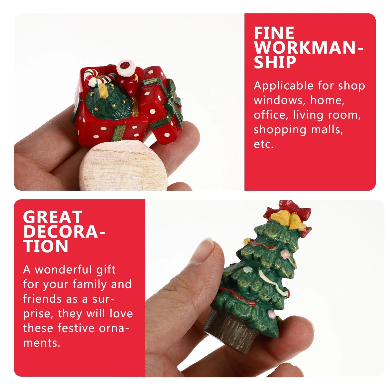 

2 Pcs Resin Crafts naments Luxury Xmas Decorations Mini Trees Resin Xmas Adornments Statue Holiday Gifts Home Decor