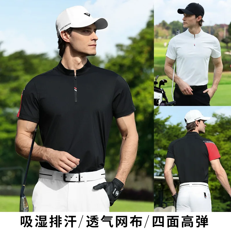 pgm-golf-t-shirt-d'ete-respirant-et-anti-humidite-a-manches-courtes-pour-hommes-maillot-de-golf-extensible-polo
