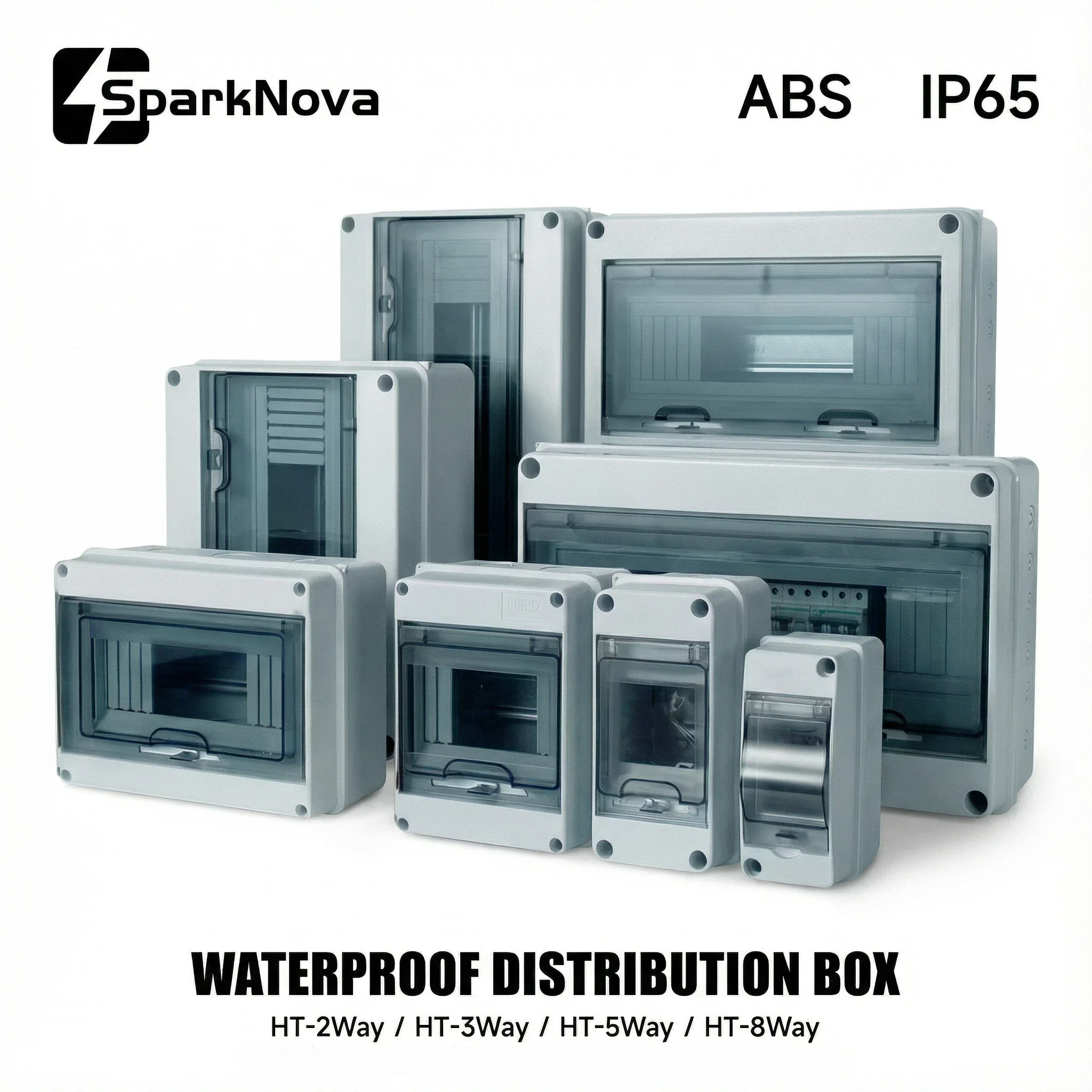 IP65 Waterproof Electrical Junction Box ABS Plastic Distribution Board 2/3/5/8 Way Outdoor Enclosure for CCTV Solar System