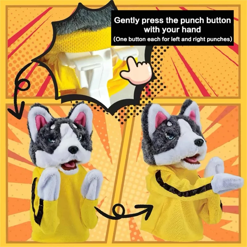 Kung Fu Box hund Husky Handschuhe Puppe Kinderspiel Plüschtiere, ausgestopfte Handpuppe Hund, Boxen Husky interaktives kniffliges Spielzeug