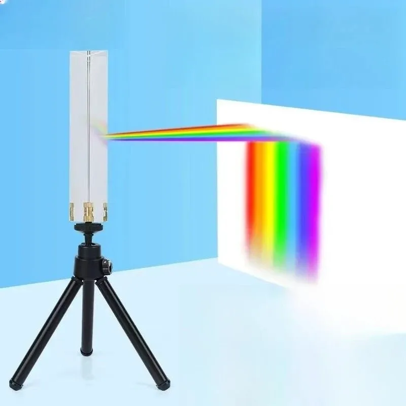 Optisches Glas-Dreiecksprisma mit Ständer, Sieben-Farben-Lichtbrechung, für Grundschul-Physiklabor & Kreative Fotografie