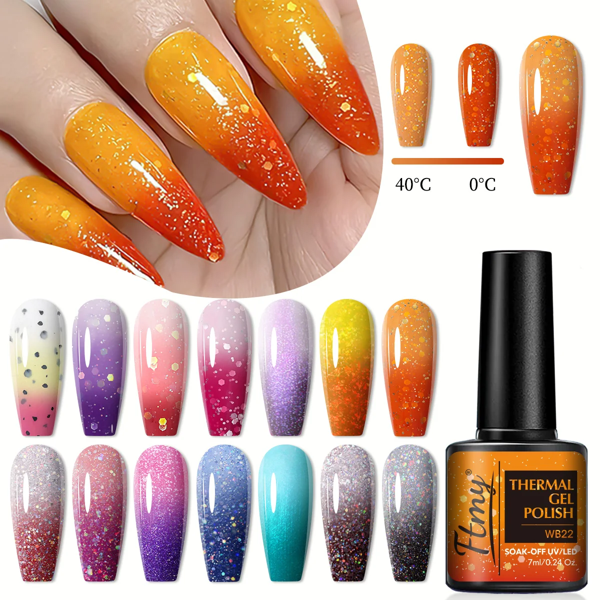 طلاء أظافر لامع بتصميم الهالوين، طلاء جل لامع قابل للإزالة بالأشعة فوق البنفسجية LED، طلاء أظافر متغير المزاج #5