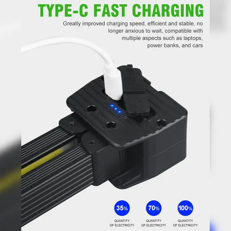 Portable Magnet LED Flashlight with Hanging Hook,Handheld USB Rechargeable Worklight,Magnetic Work Light with 180 Degree Folding