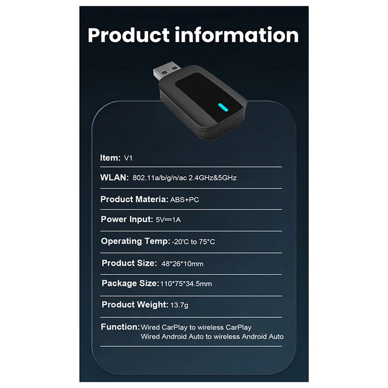 【المنتجات الأكثر مبيعًا】سلكيًا إلى Carplay اللاسلكي وAndroid Auto 2 في 1 Dongle 2.4/5G Wifi Bluetooth 5.0 لـ Carplay Android Au