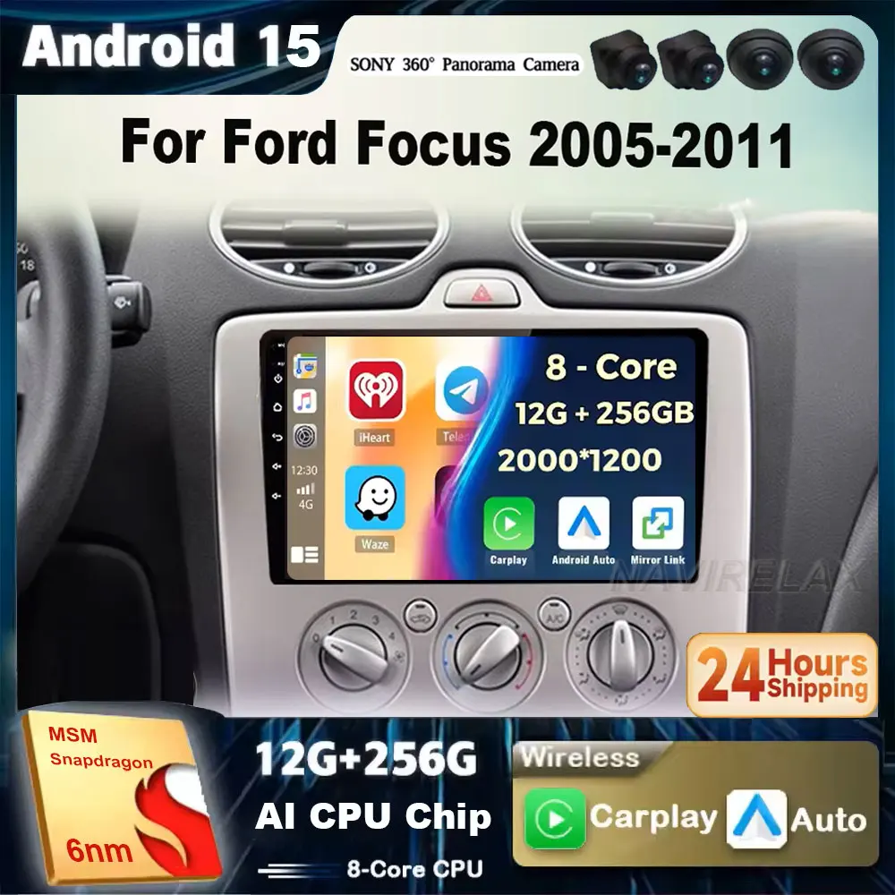 Autoradio Android 16 de 9 pulgadas para ford focus EXI MT 2 3 Mk2 2004 -2011 reproductor Multimedia 2 Din Carplay autoradio estéreo GPS