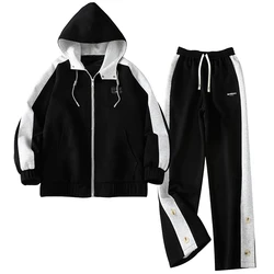 Casual Two Piece Men's Sets 2026 Spring Autumn Cotton Hooded Jacket & Full-Length Pant Tracksuit Sportswear Coat&Jogger Clothing