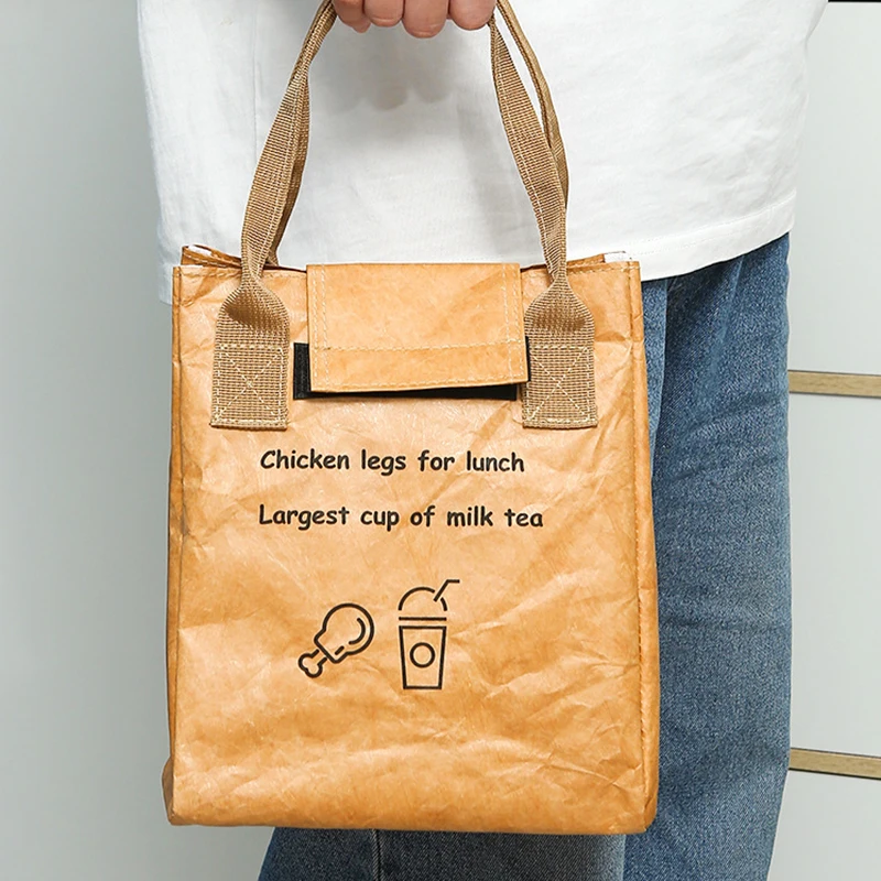 Insulated DuPont Paper Lunch Bag Foldable Reusable Leakproof Large Capacity Thermal Food Container for Work Outdoor Cooler