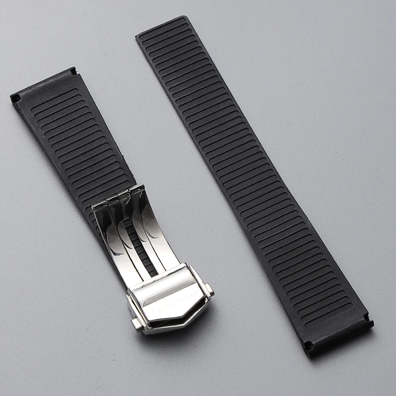 Silicone rubber Black watchband 22mm watch belt For TAG strap CARRER F1 for Heuer band butterfly buckle DRIVE TIMER Watch bands