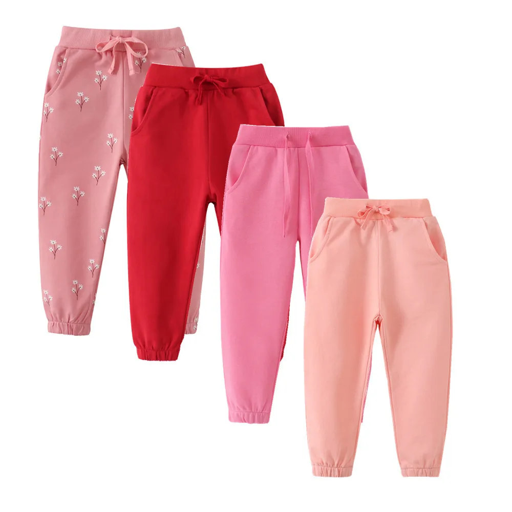 

Jumping Meters Girls Purple Full Pants Children's Sweatpants Drawstring Autumn Spring Boys Girls Trousers Pants Baby Clothes