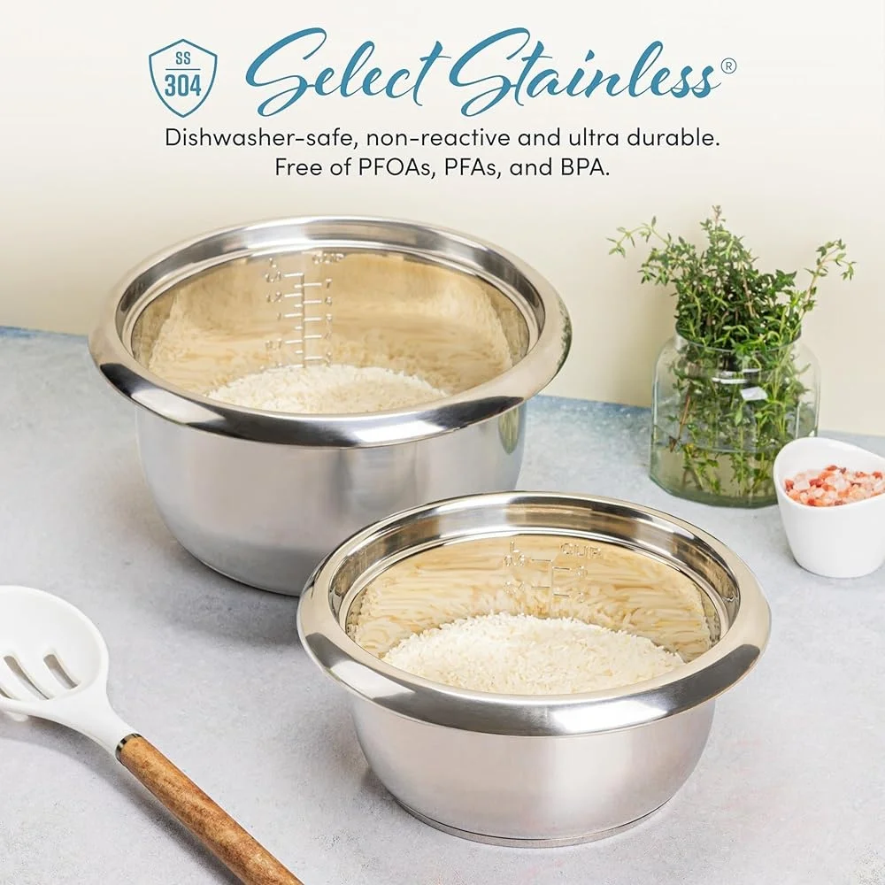 Нагреватель для рисоварки из нержавеющей стали, компактный одно касание, автоматическое приготовление пищи, внутренняя кастрюля без покрытия на 6 чашек, простая лопаточка для хранения в комплекте