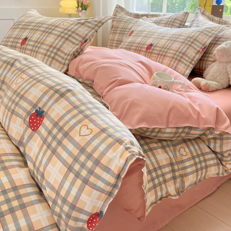 Fashion Printing Skin-Friendly Bedding Set Super Soft Comfort Bed Sets for Four Seasons Cute Girl Style Sanding Home Bedclothes