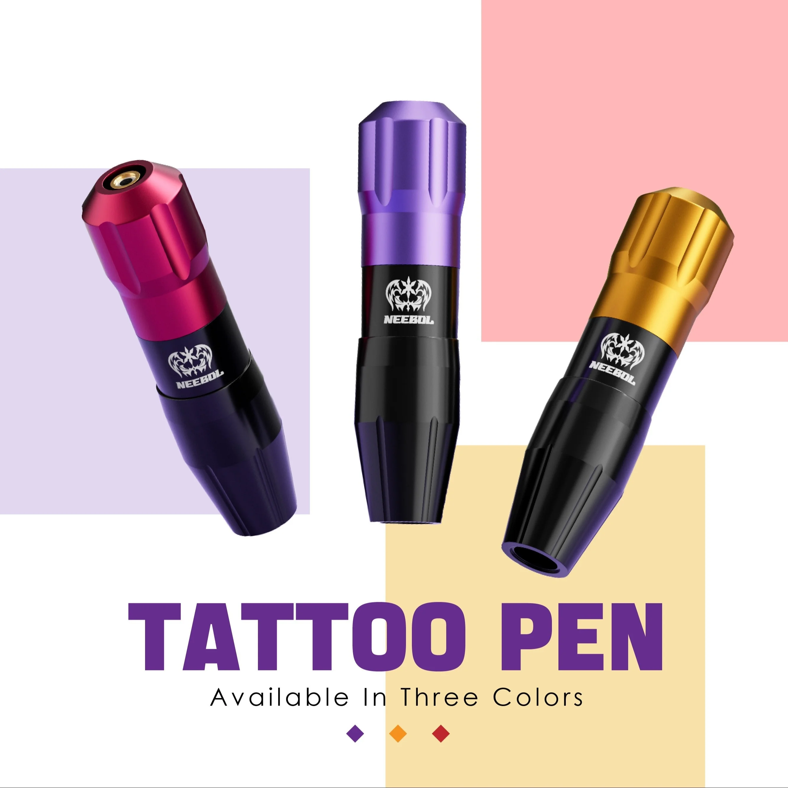 Komplettset Neebol Wireless Tattoo Machine Kit Rotary Tattoo Pen, Tattoo-Patronennadeln, Tinten, 1450 mAh, 2 Akkus